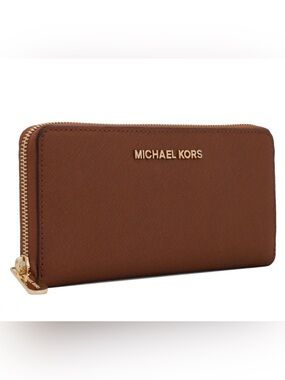 Michael Kors Chestnut Zip-Around Saffiano Wallet